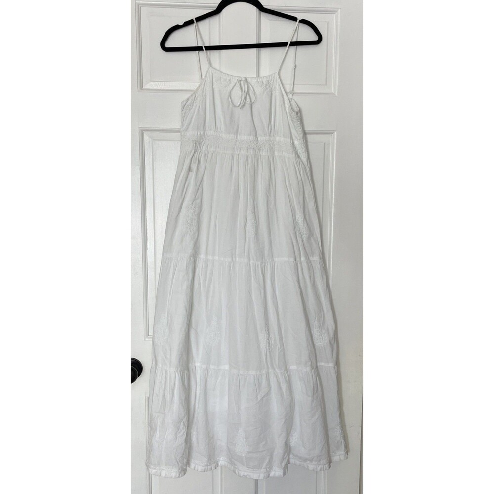 The White Company Maxi Dress XS Tiered Cotton Boho Beach Feminine Embroidered